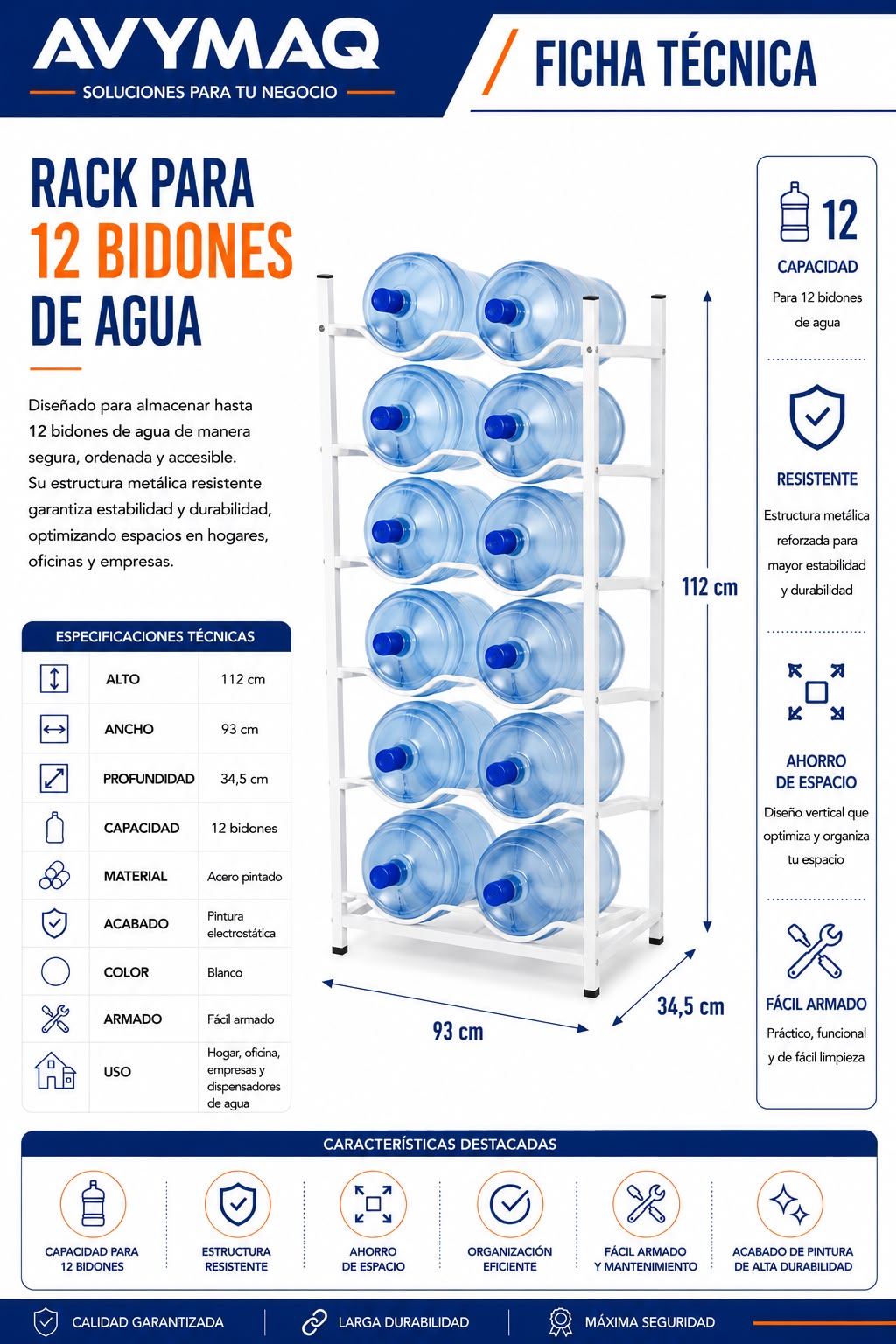 Rack para Bidón de Agua – Capacidad 12 Bidones - Imagen 2