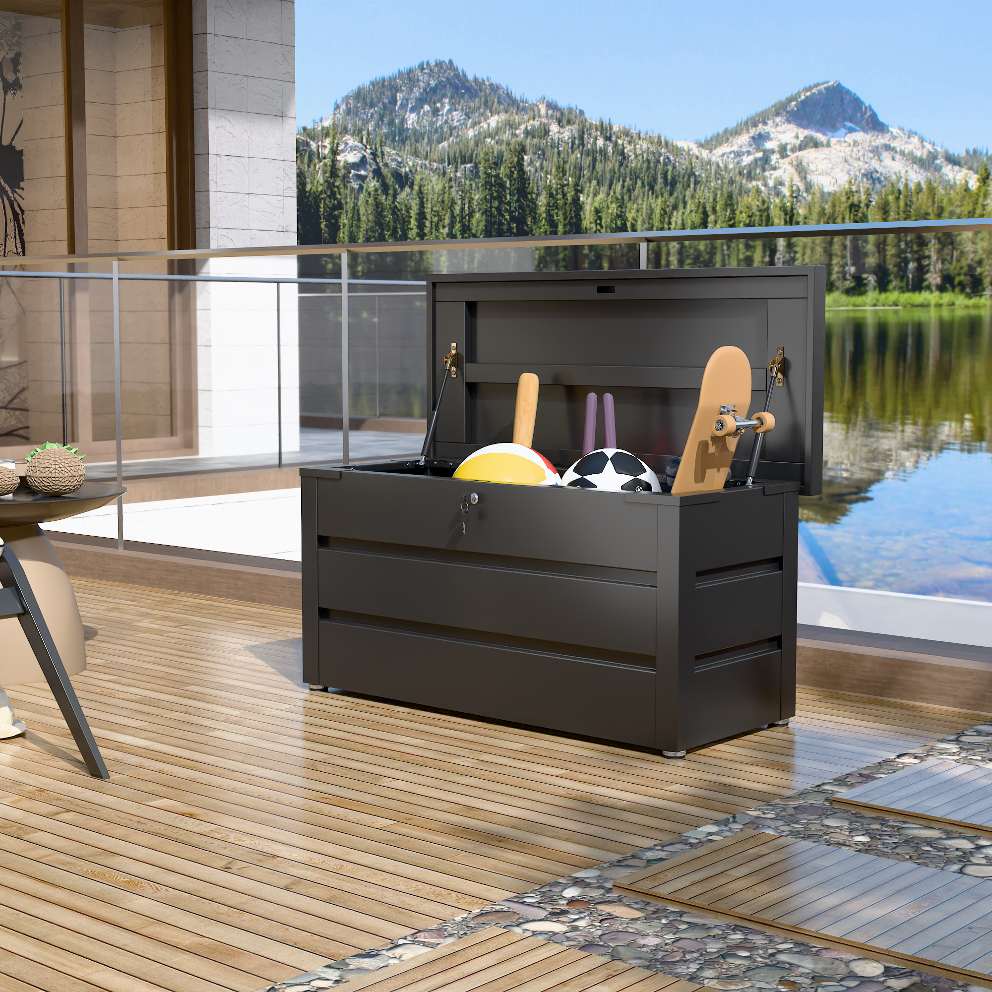 Baúl Metálico Negro 254 L – Amplio, resistente y seguro