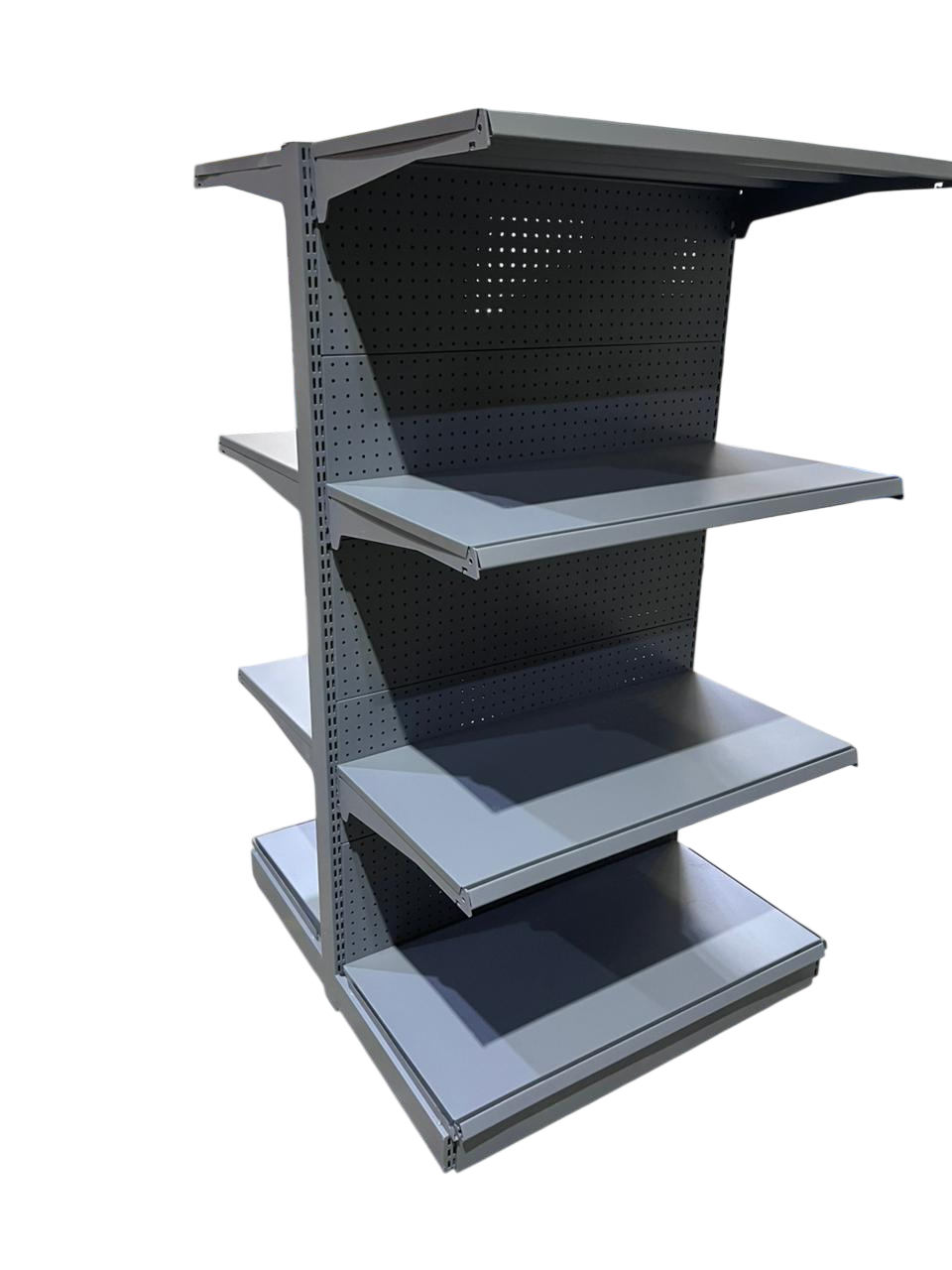 GÓNDOLA CENTRAL DOBLE GRIS 160x93x100 CM